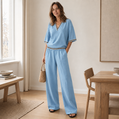 Ensemble Loungewear Nanna – Blouse rayée & Pantalon large