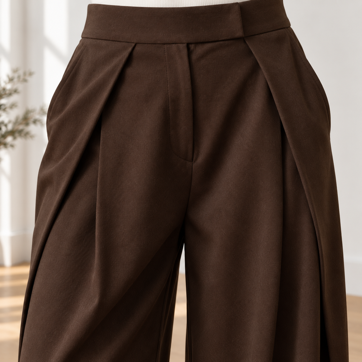 Pantalon Large Iris – Taille Haute et Plis Élégants
