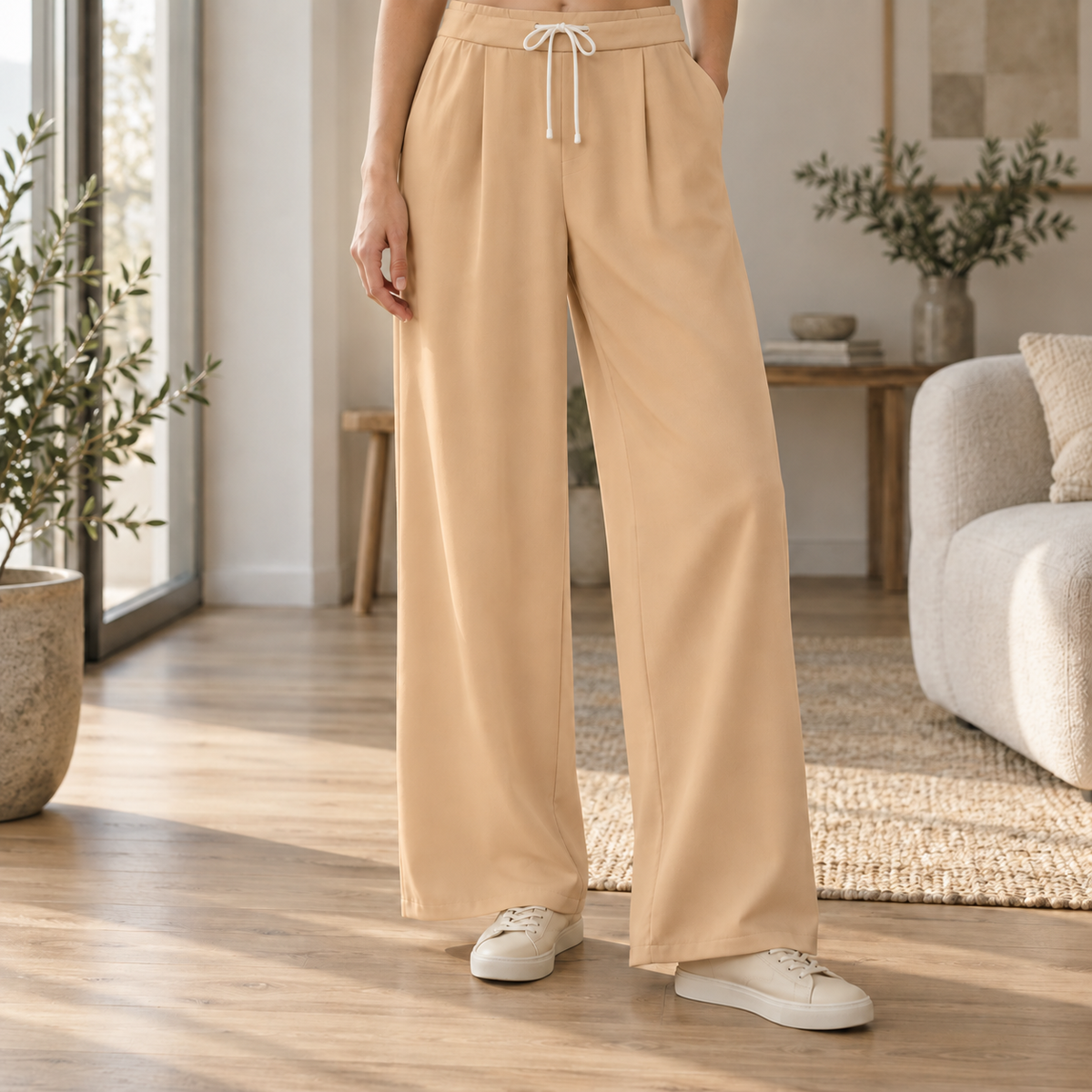 Pantalon large taille haute Célestine