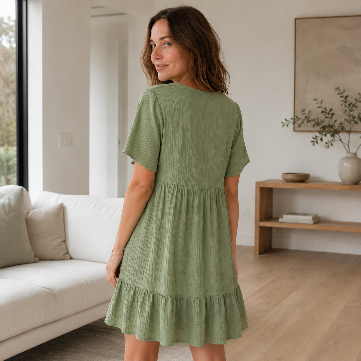 Robe d'été à volants Livia – Décolleté en V façon étagée