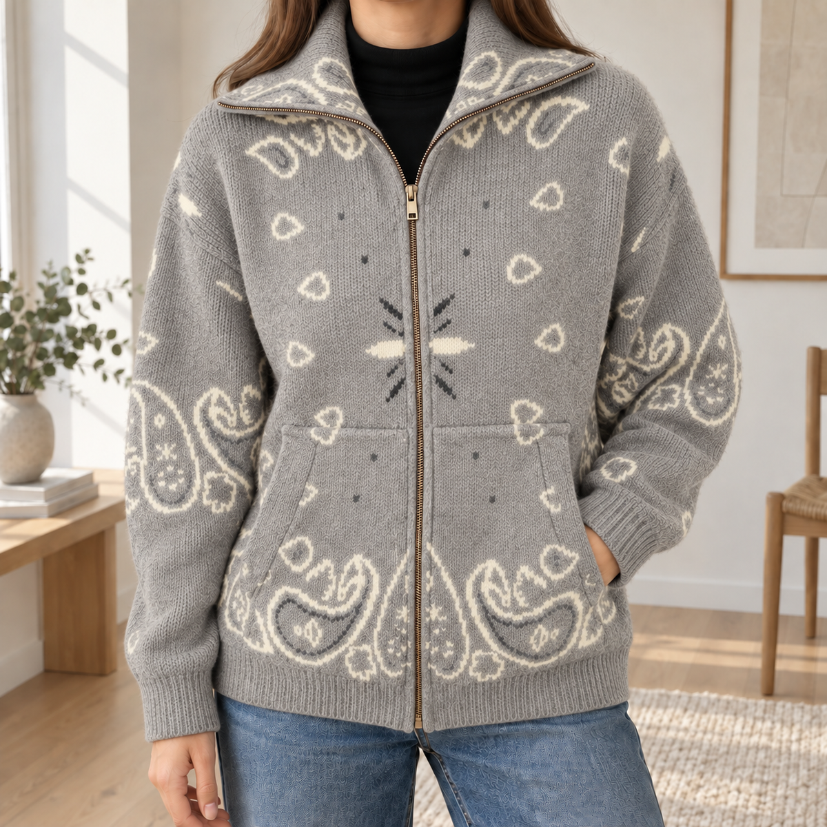 Cardigan Maë – Col Montant et Fermeture Zippée