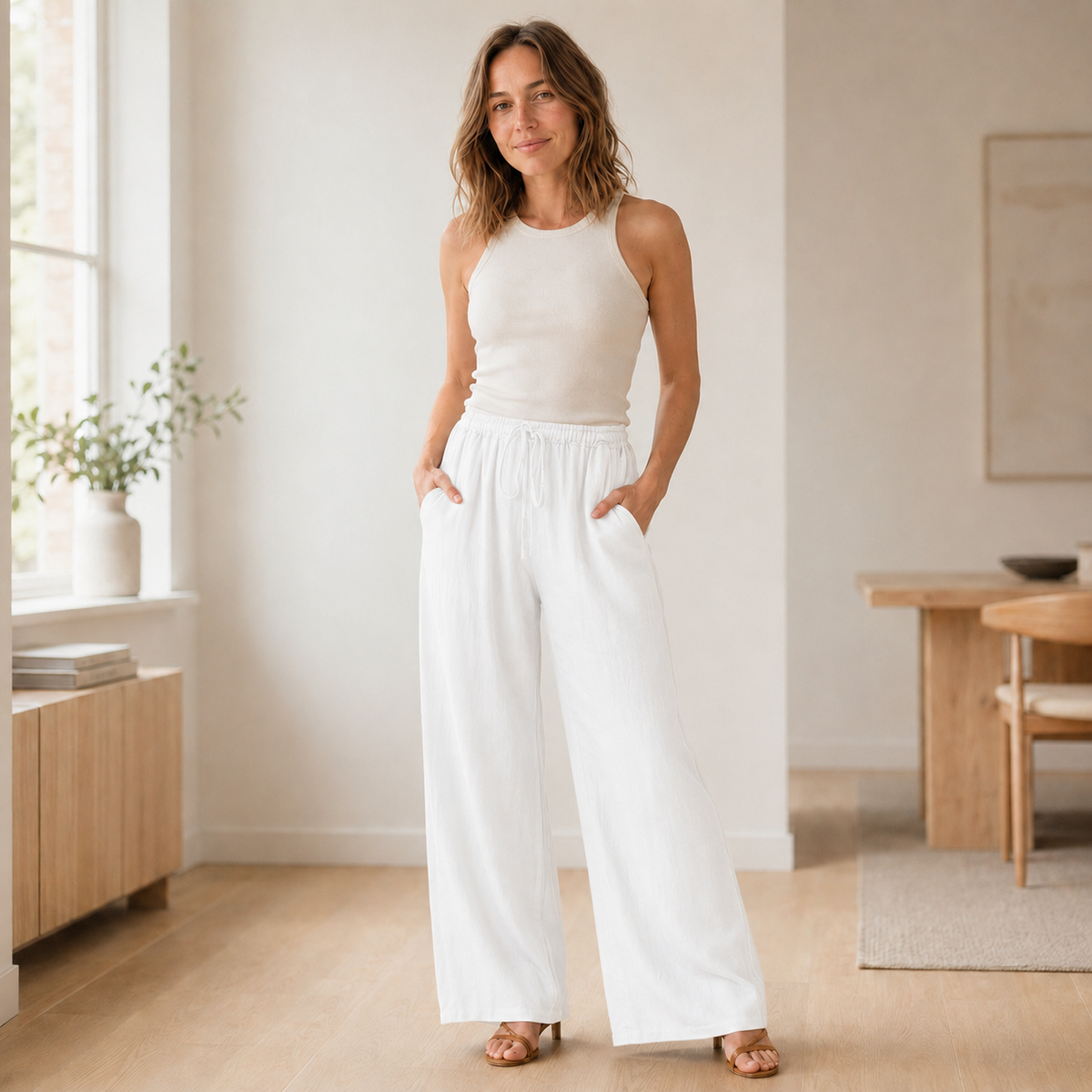 Pantalon palazzo Alva – Jambe large avec ceinture nouée
