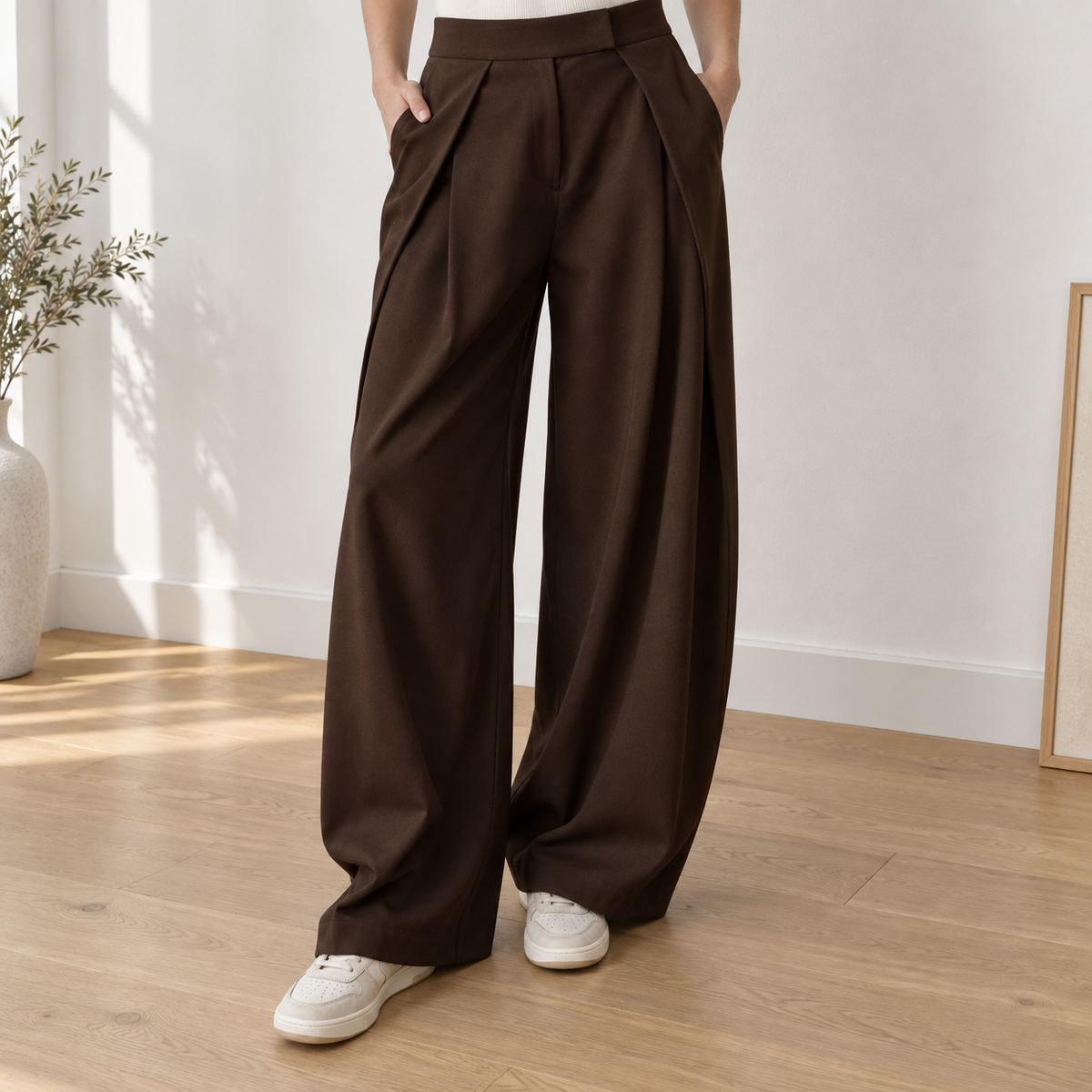 Pantalon Large Iris – Taille Haute et Plis Élégants