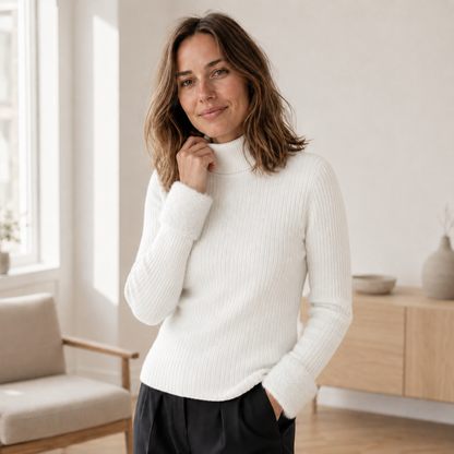 Pull col roulé Ida – Maille fine thermique doublée polaire