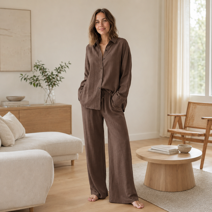 Ensemble Loungewear Liora – Chemisier & Pantalon