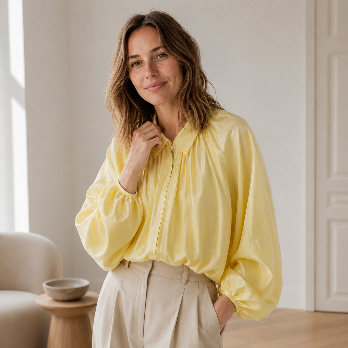 Chemisier oversize Lotte – Manches ballon & ourlet bouffant