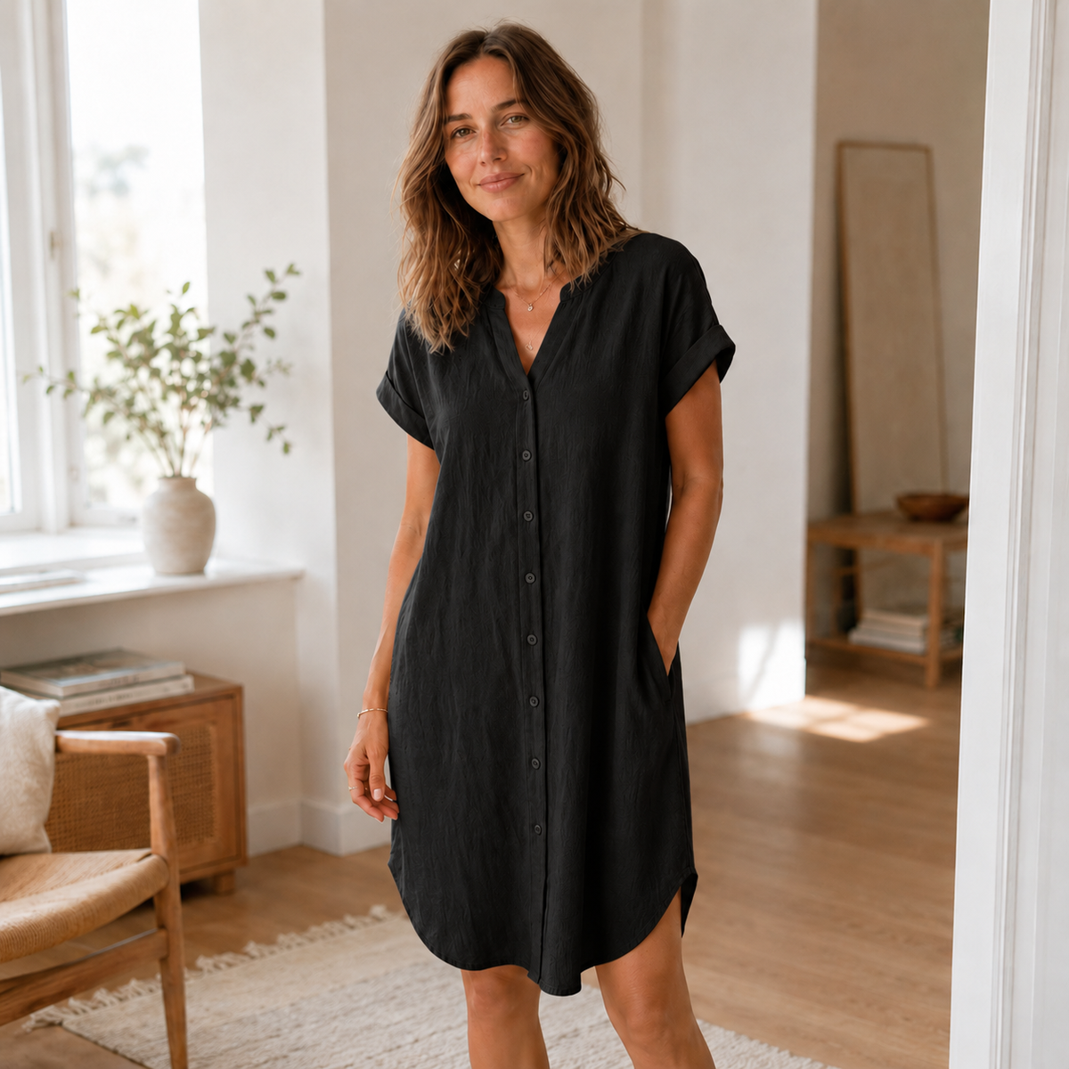 Robe tunique Liv – Décontractée, décolleté en V