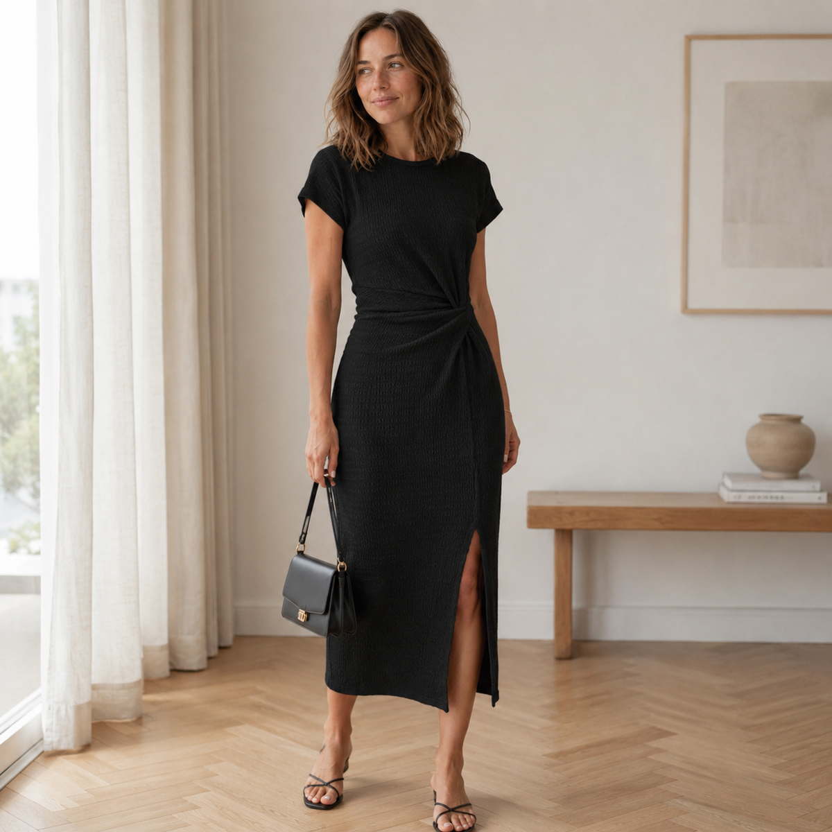 Robe midi Idun – Nouée avec fente latérale