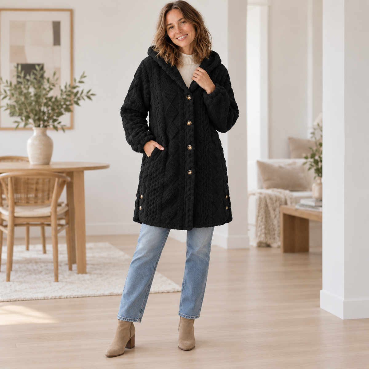 Manteau fausse fourrure Rose