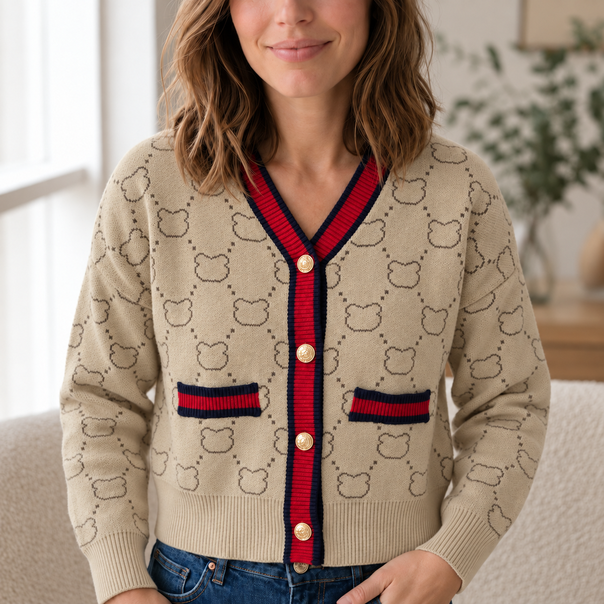 Cardigan Jule – Col en V et Boutons Dorés