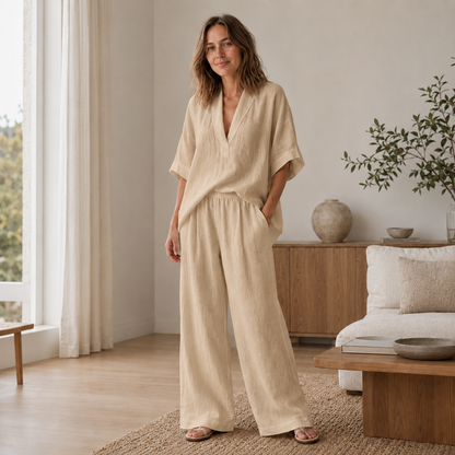 Ensemble Loungewear Lina – Blouse & Pantalon large