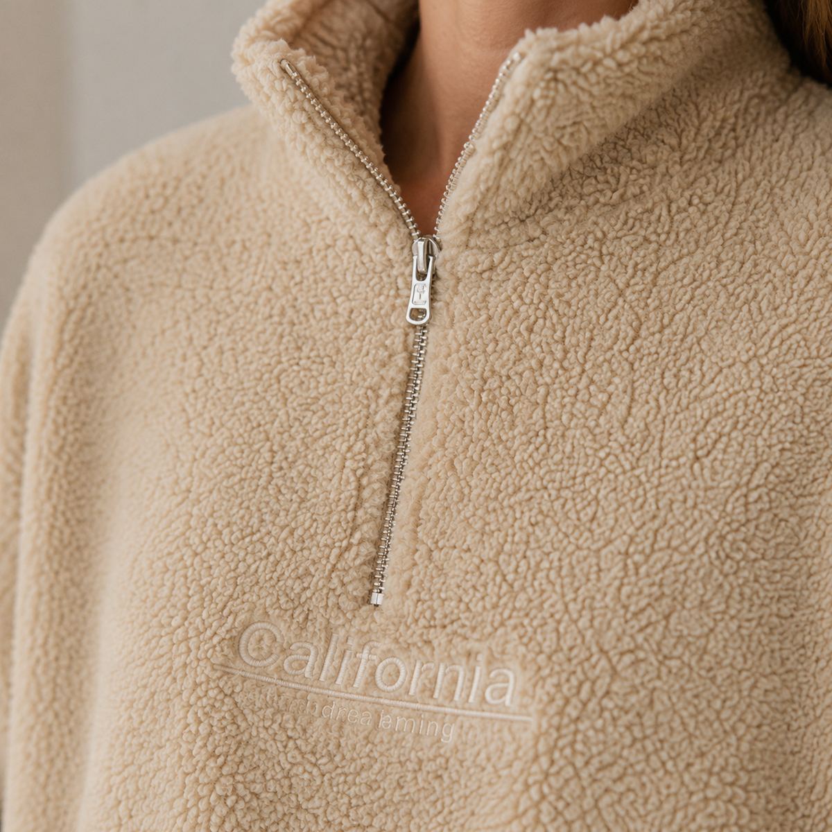 Polaire teddy demi-zip Romi – Cropped & douillette