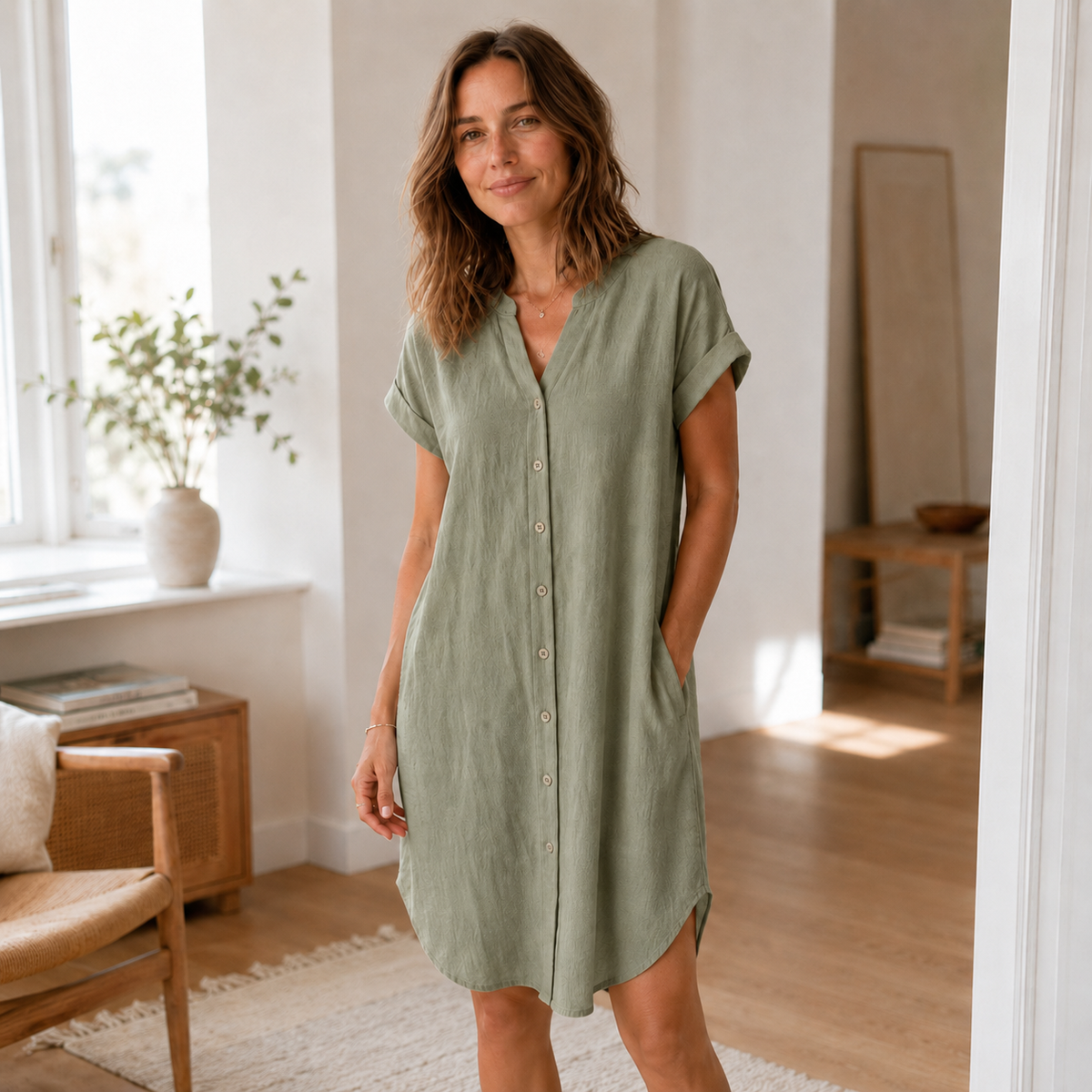 Robe tunique Liv – Décontractée, décolleté en V