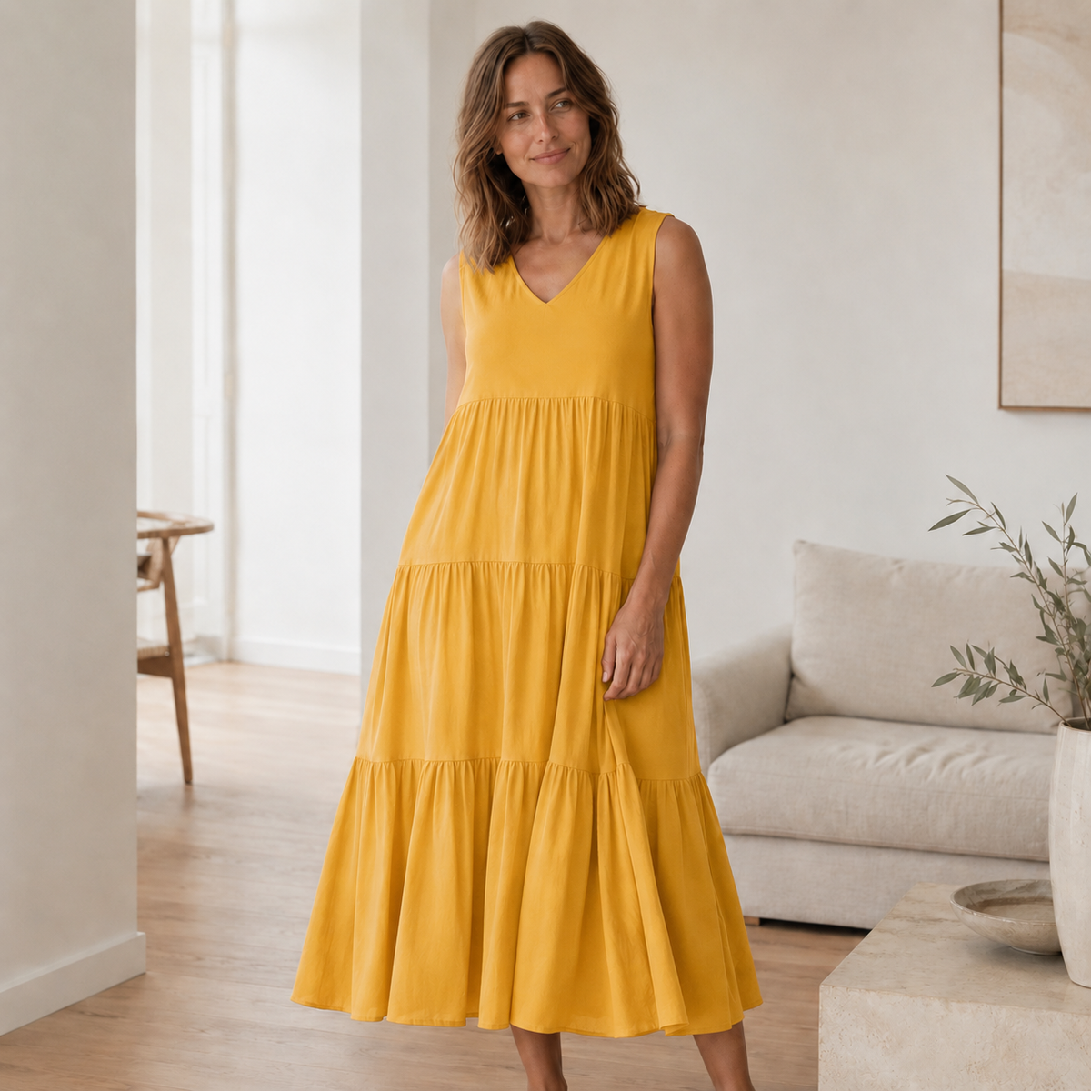 Robe longue Smilla – Fluide avec volants étagés