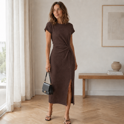 Robe midi Idun – Nouée avec fente latérale