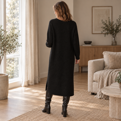 Robe midi en maille Brune