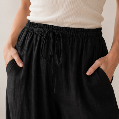 Pantalon palazzo Alva – Jambe large avec ceinture nouée