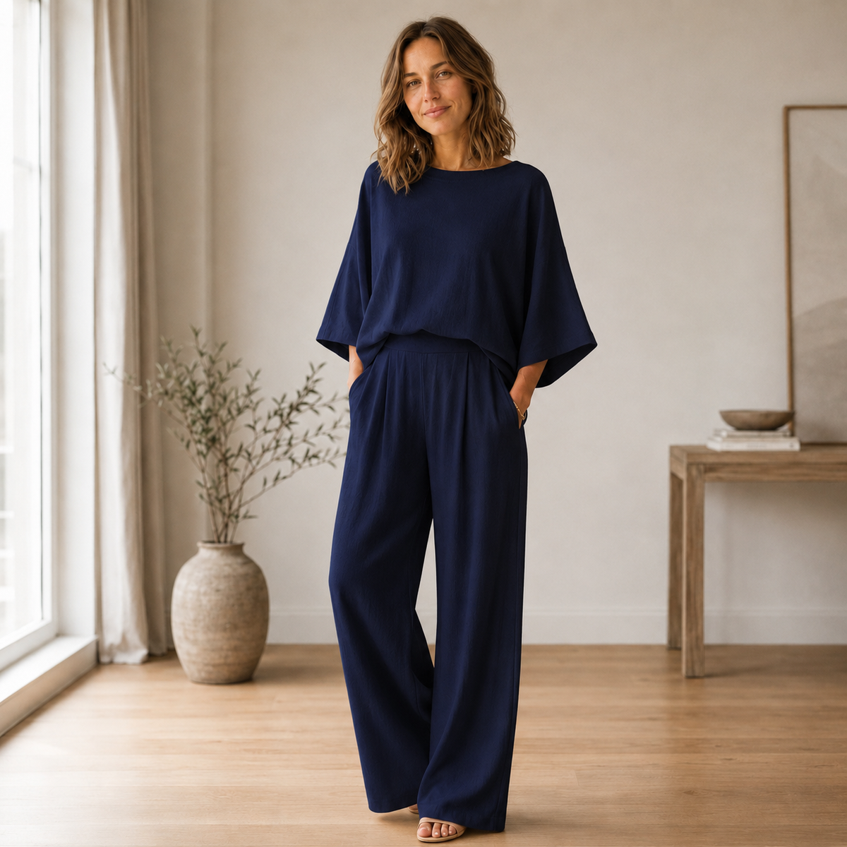 Ensemble Loungewear Signe – Blouse fluide & Pantalon large