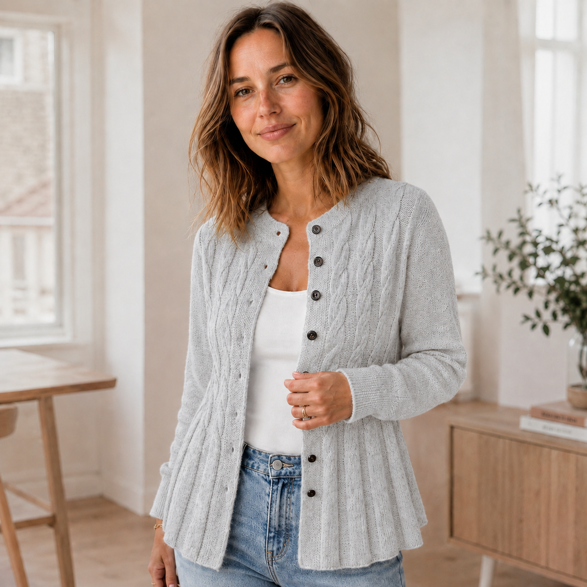 Gilet en maille Mila – Cardigan péplum