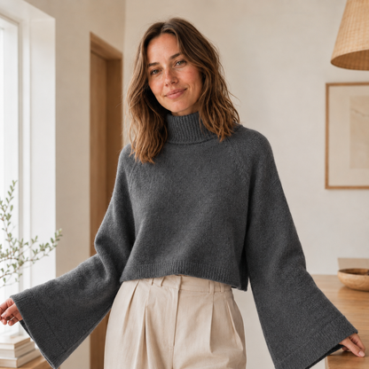 Pull col roulé Selma – Larges manches trompette