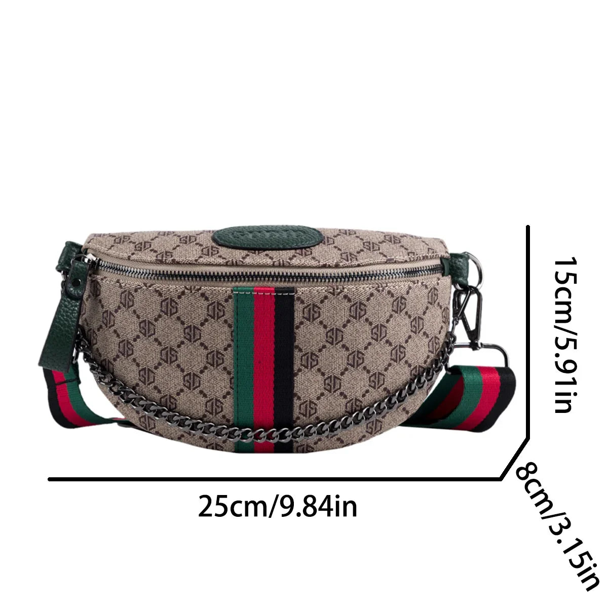 Sac Ceinture Romy – Motif Rayé avec Chaîne
