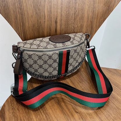 Sac Ceinture Romy – Motif Rayé avec Chaîne