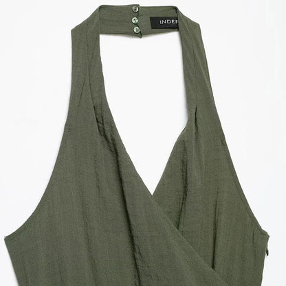 Robe portefeuille Freya – Décolleté halter avec ceinture