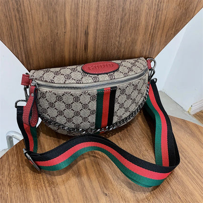Sac Ceinture Romy – Motif Rayé avec Chaîne