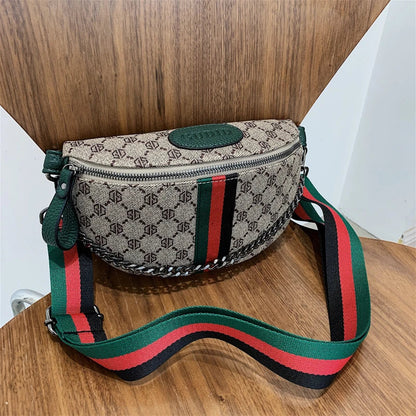 Sac Ceinture Romy – Motif Rayé avec Chaîne