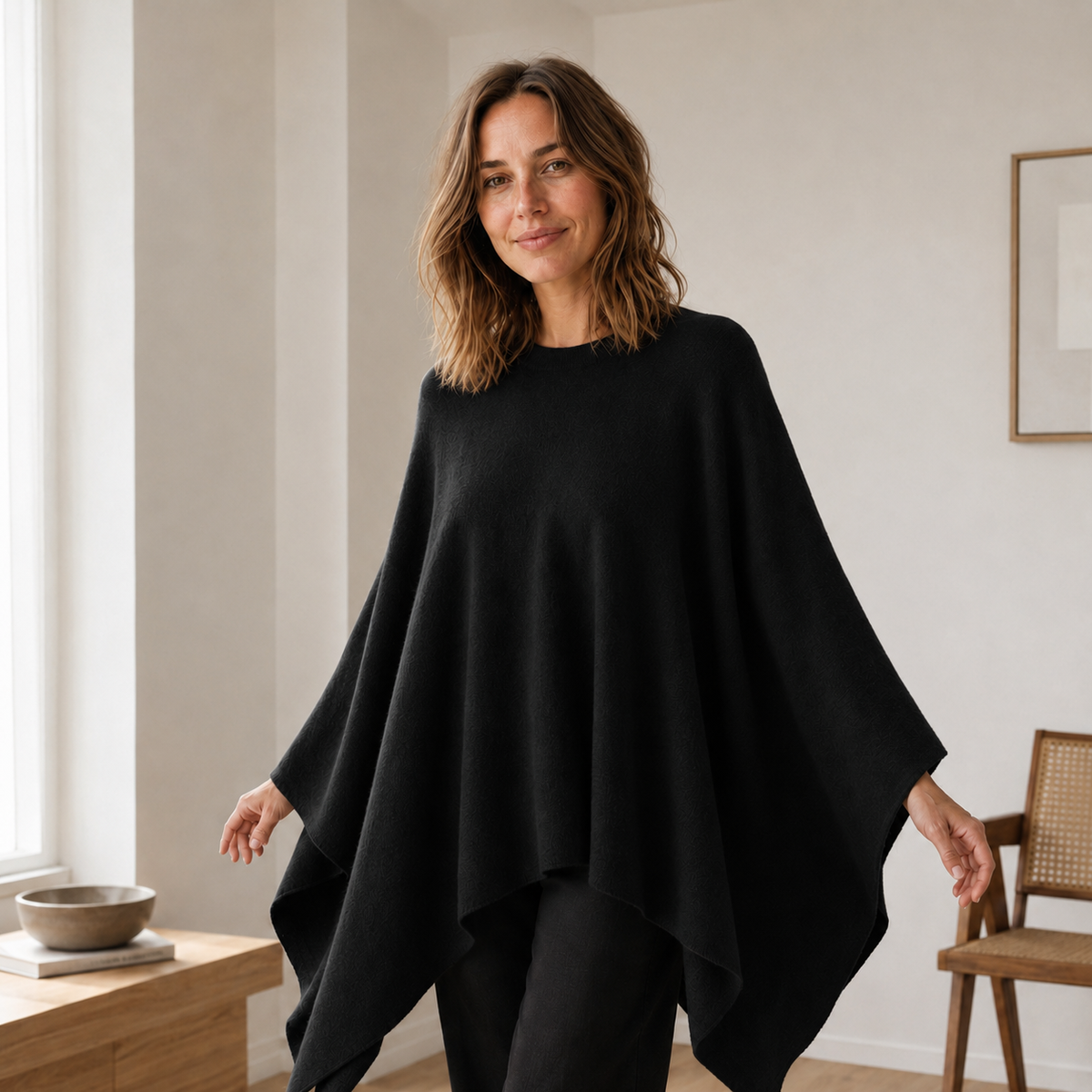 Cape en maille Solveig – Oversize & fluide