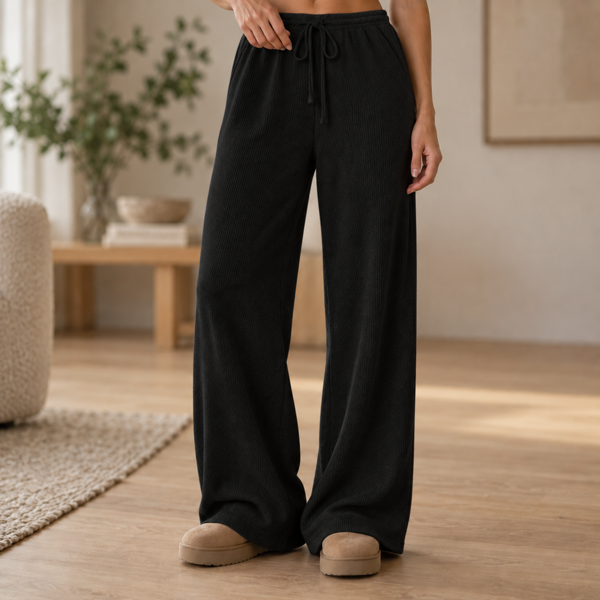 Pantalon large en maille Albane