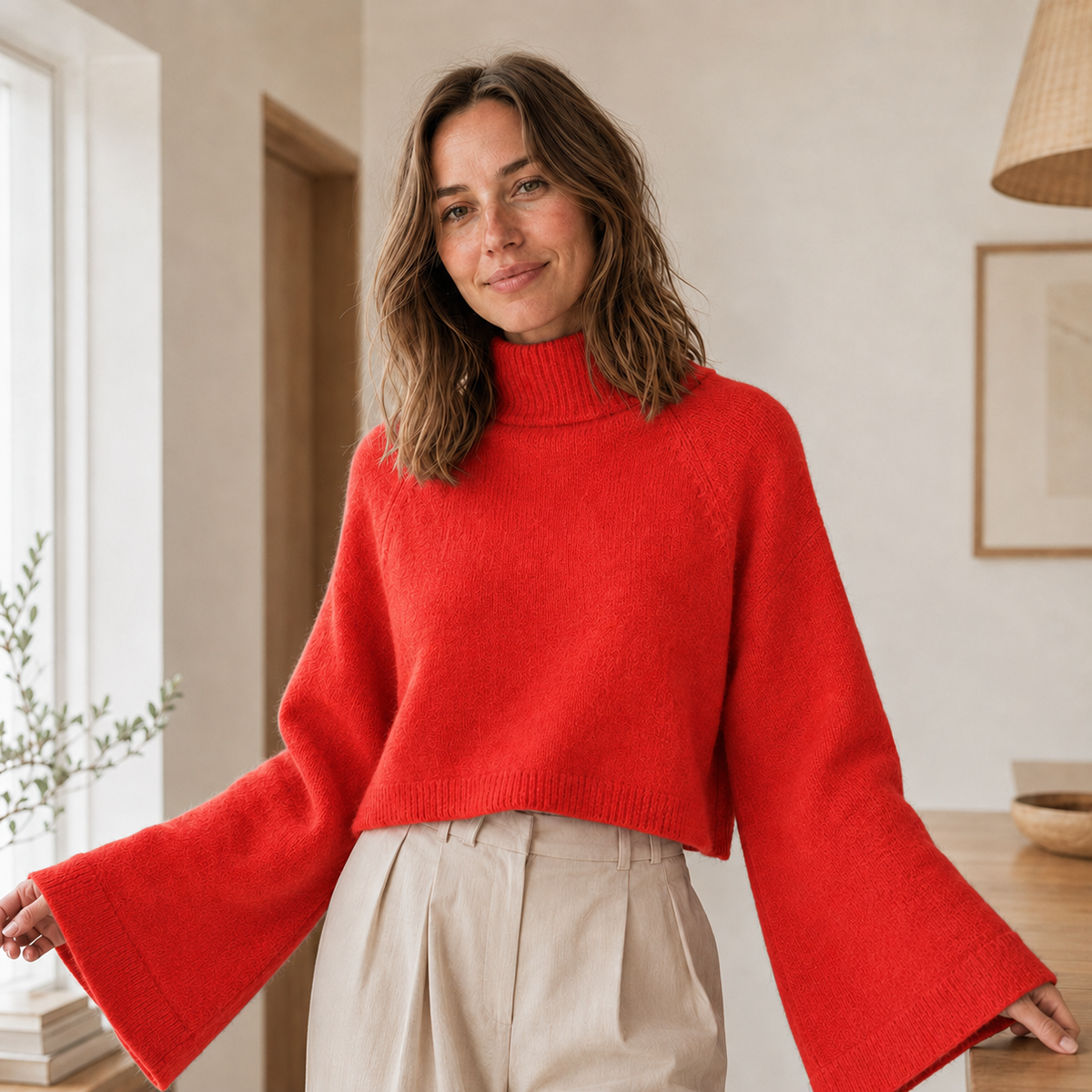Pull col roulé Selma – Larges manches trompette