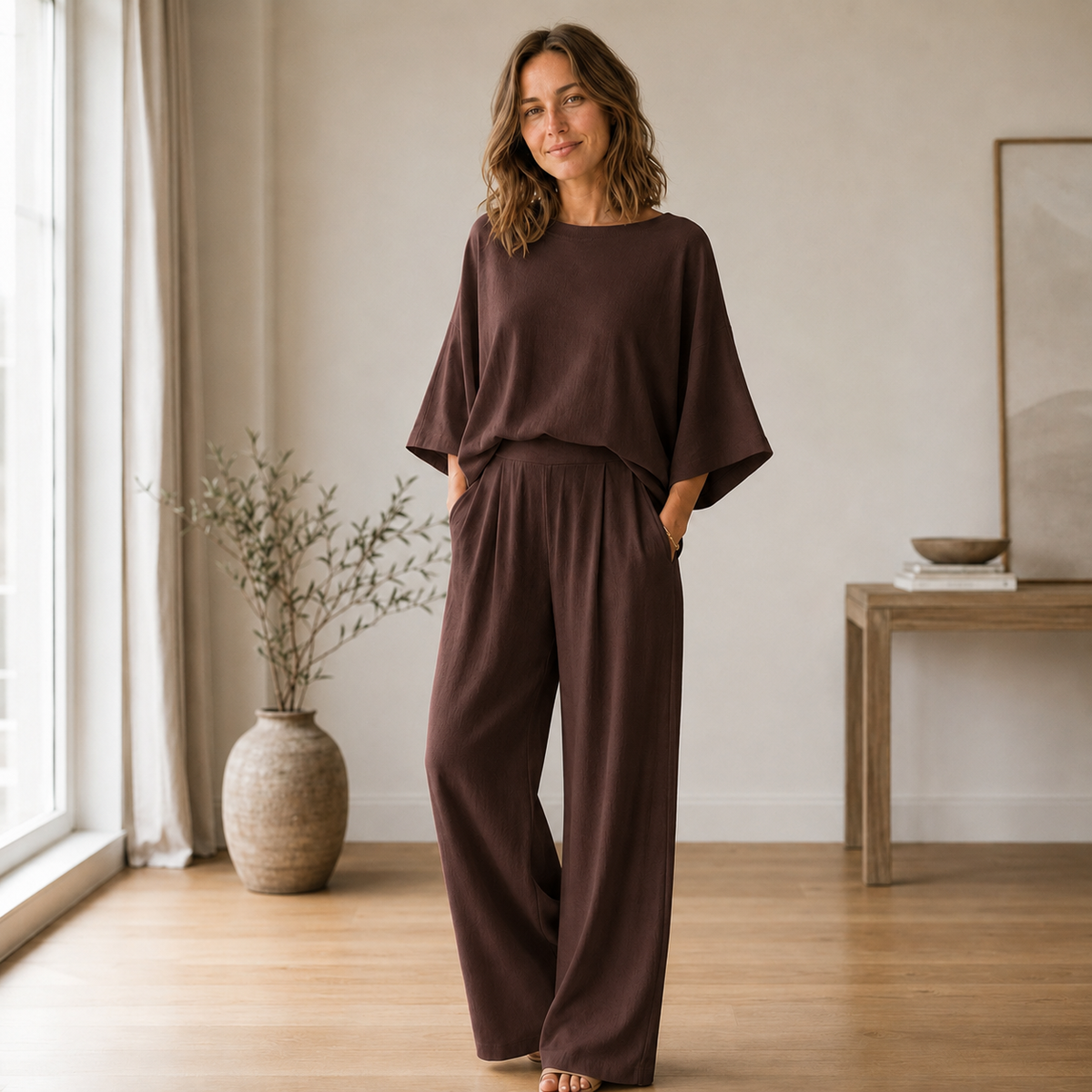 Ensemble Loungewear Signe – Blouse fluide & Pantalon large