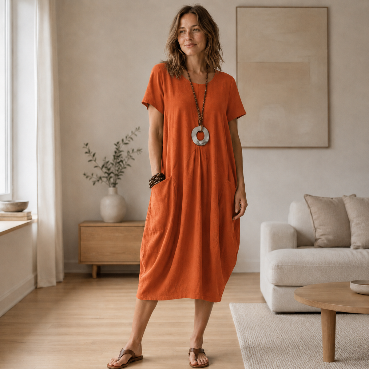 Robe d'été en lin Mira – Coupe ample avec poches