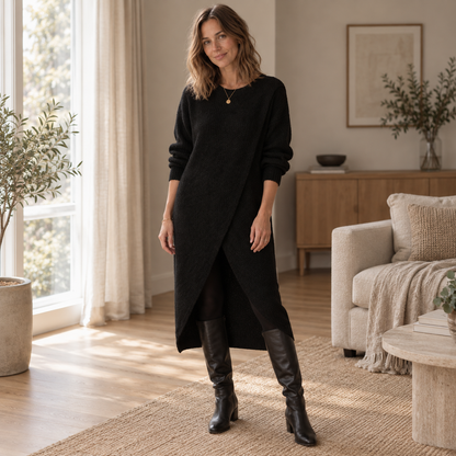 Robe midi en maille Brune