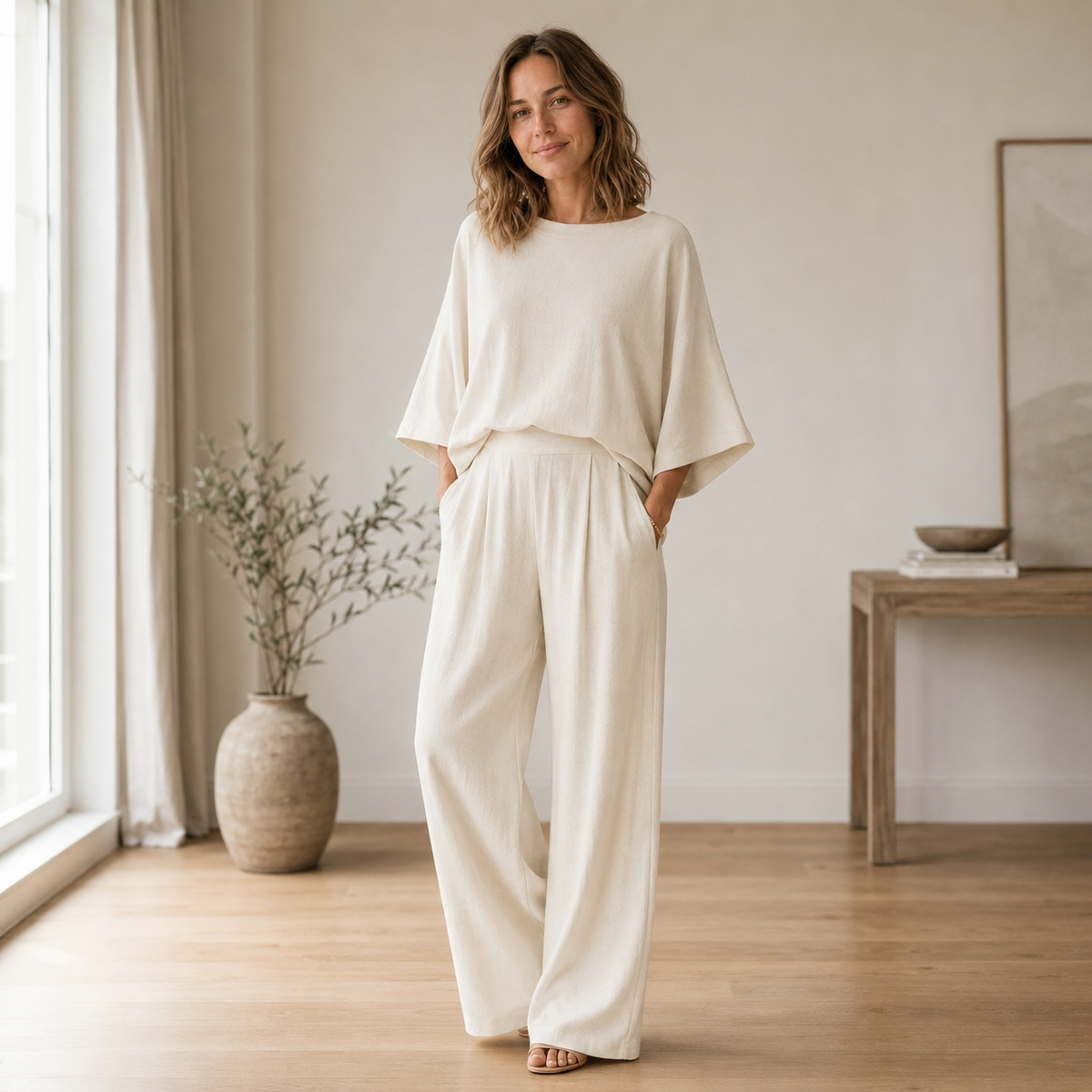 Ensemble Loungewear Signe – Blouse fluide & Pantalon large