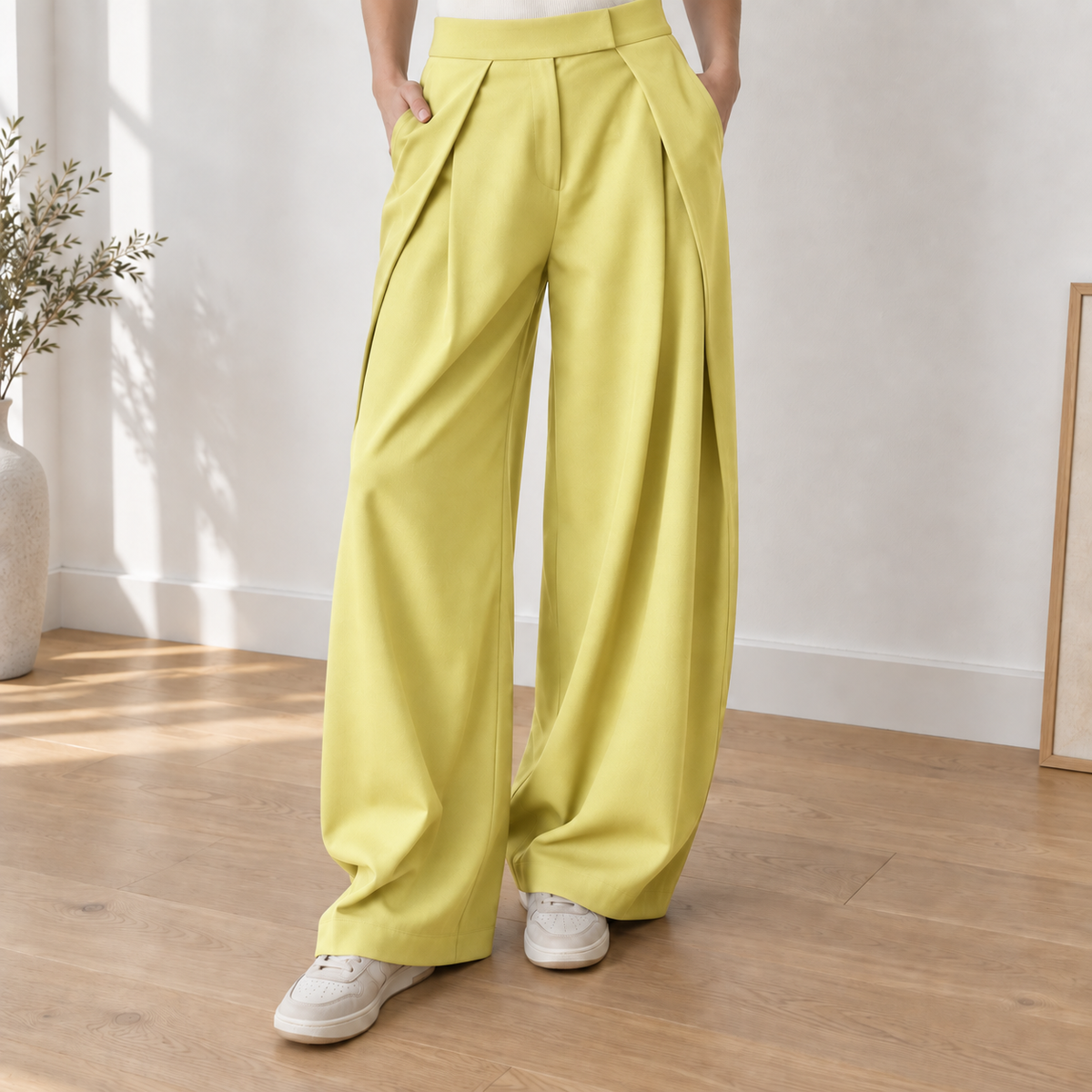 Pantalon Large Iris – Taille Haute et Plis Élégants