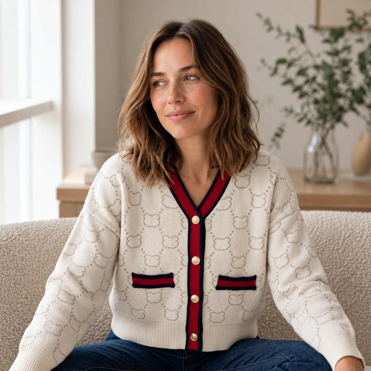 Cardigan Jule – Col en V et Boutons Dorés