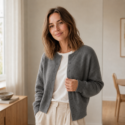 Cardigan basique Ella – Maille fine à boutonnage