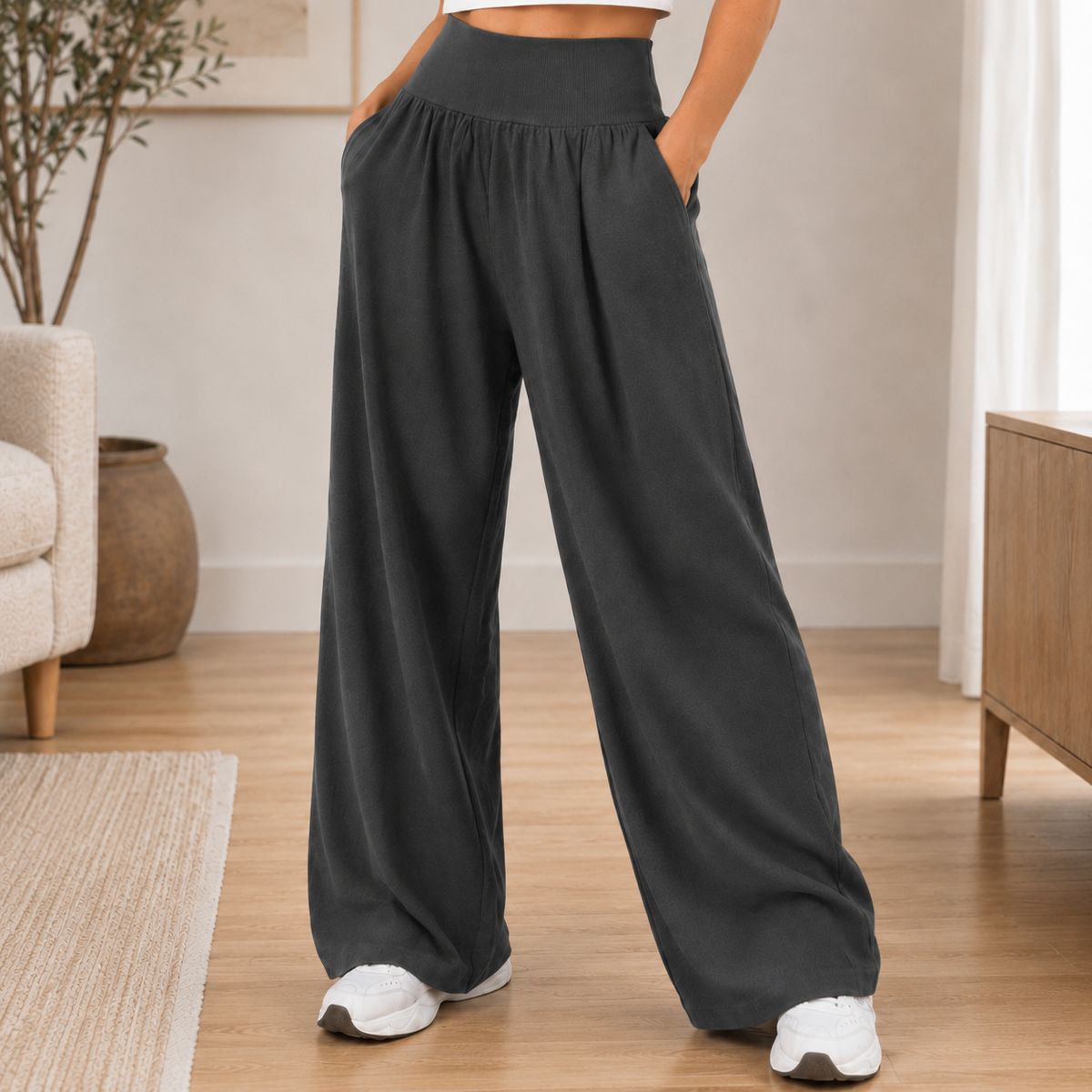 Pantalon large Saga – Taille haute, jambe fluide