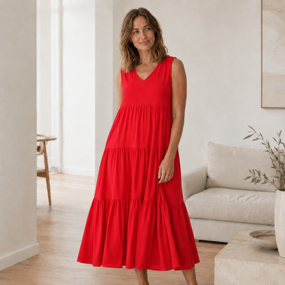 Robe longue Smilla – Fluide avec volants étagés