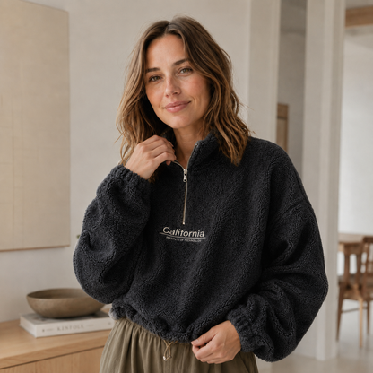 Polaire teddy demi-zip Romi – Cropped & douillette