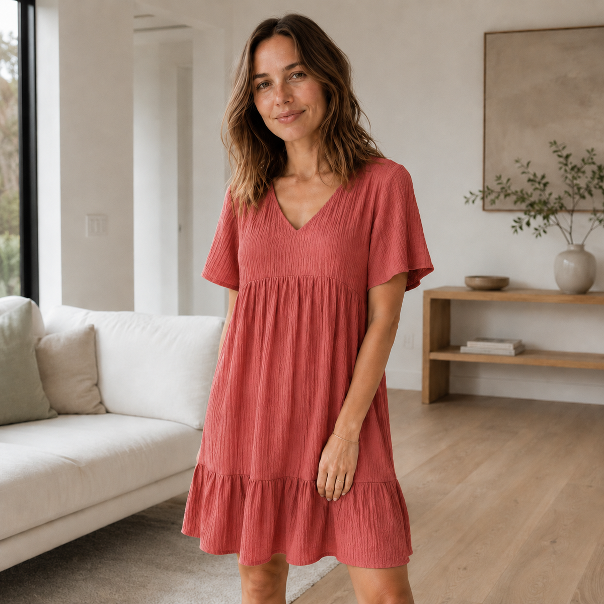 Robe d'été à volants Livia – Décolleté en V façon étagée