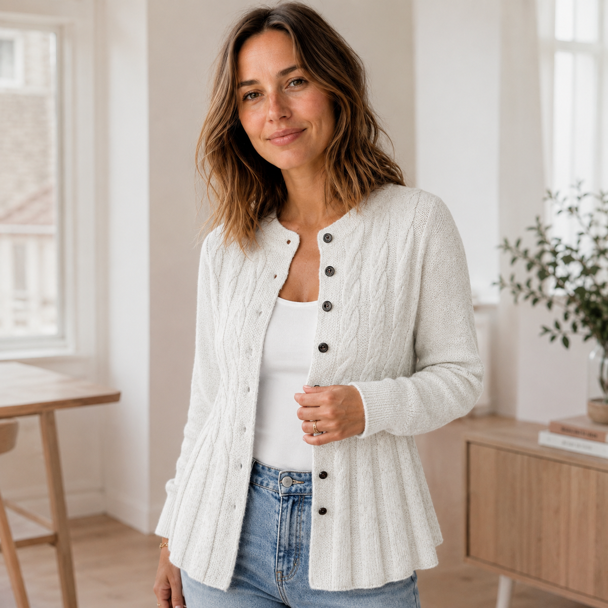 Gilet en maille Mila – Cardigan péplum