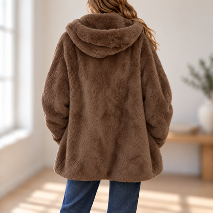 Manteau peluche Océane – À capuche & Zippé