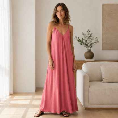 Robe longue nuisette Svea – Décolleté en V, coupe fluide