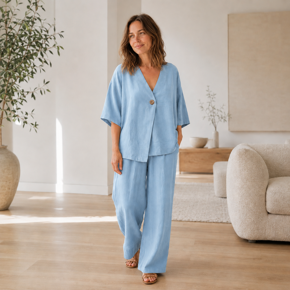 Ensemble Loungewear Mara – Blouse & Pantalon large