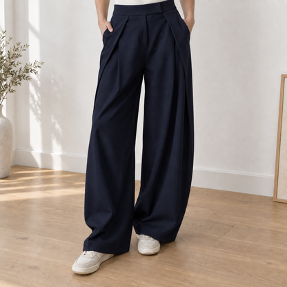 Pantalon Large Iris – Taille Haute et Plis Élégants