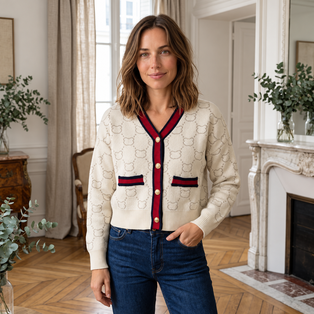 Cardigan Jule – Col en V et Boutons Dorés