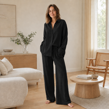 Ensemble Loungewear Liora – Chemisier & Pantalon